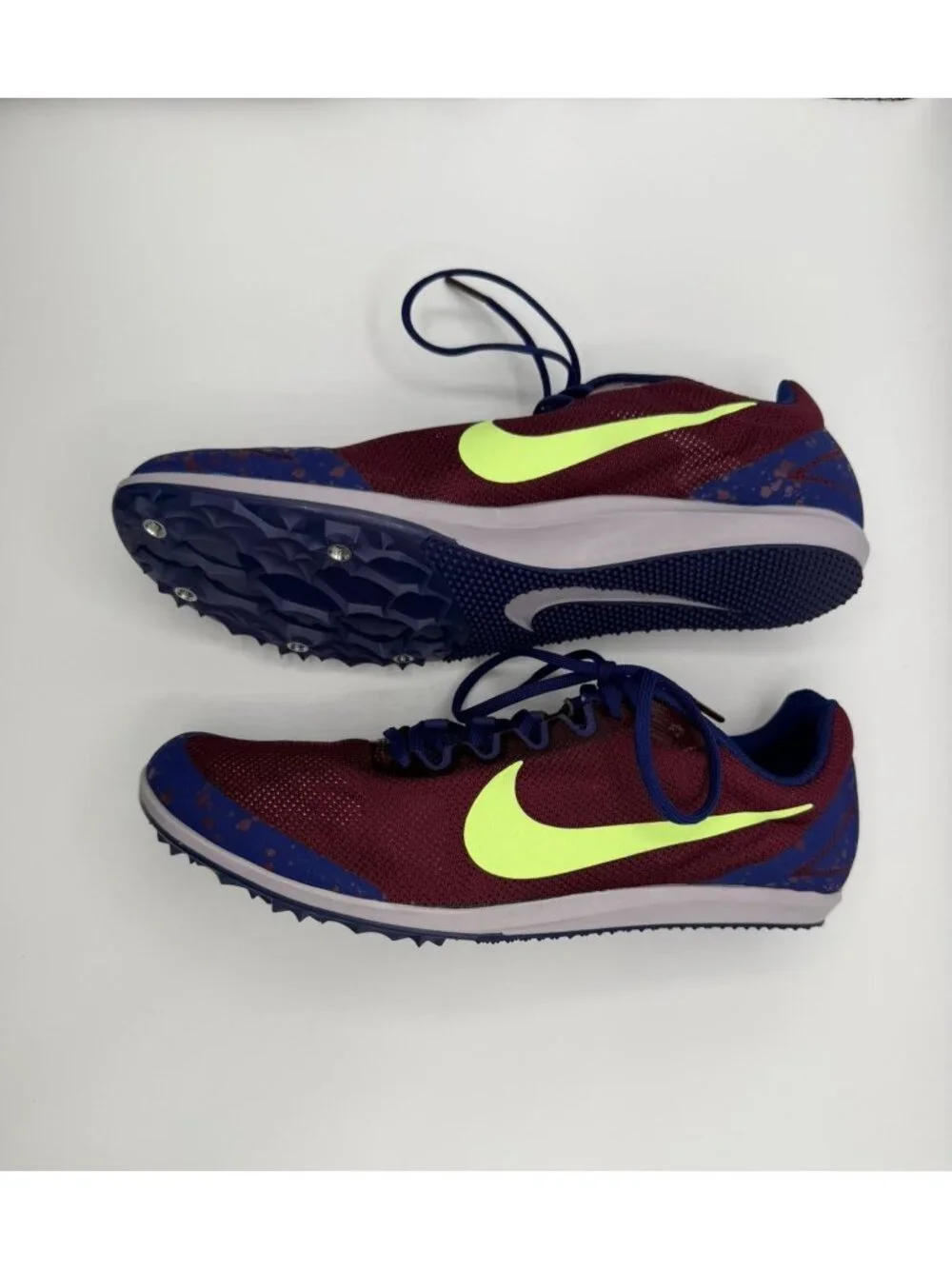 Nike Zoom Rival D10 Bordeaux Lime Blast Unisex Track Shoes Men's 10.5/Women 9